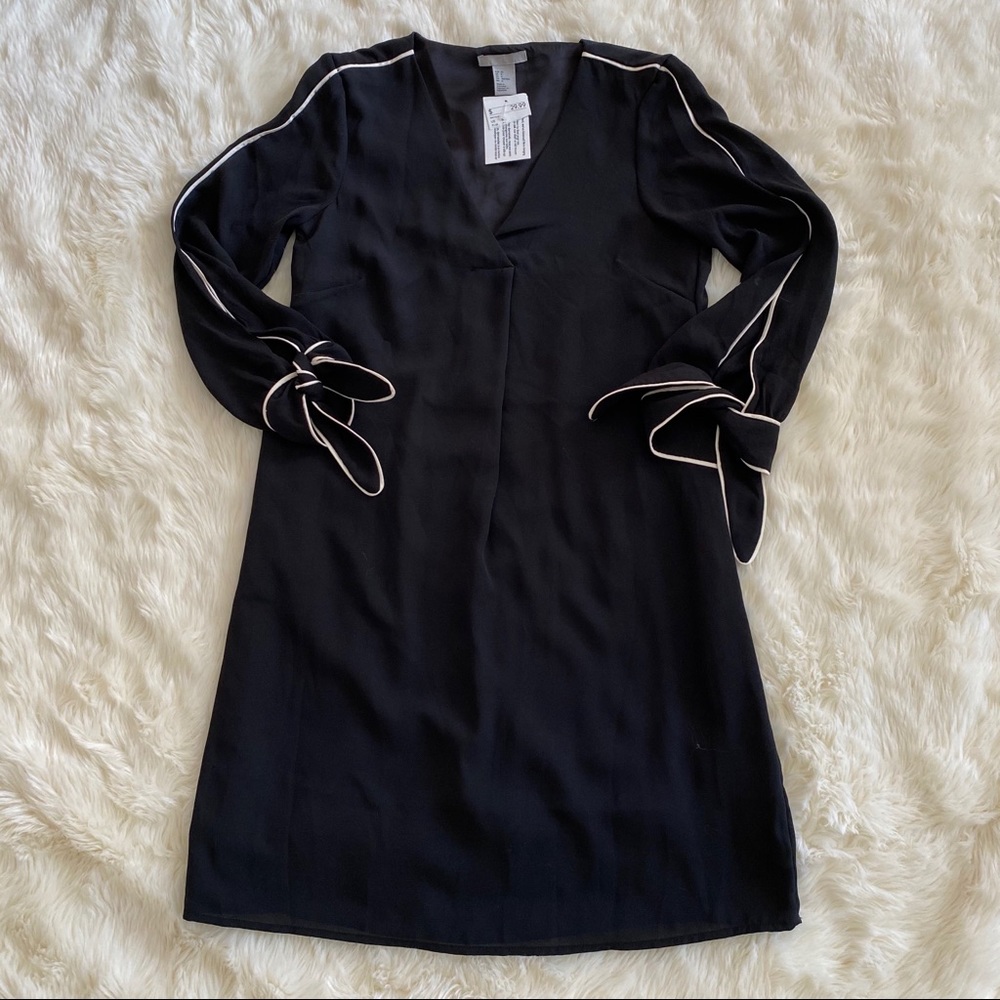 H&M Black and White Color Block Dress Size 0 NWT